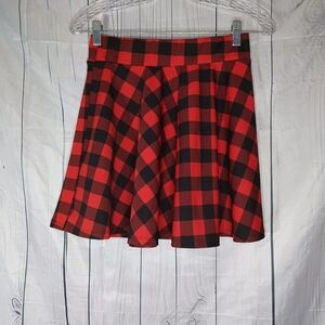 Red and Black Plaid Women's Skater Skirt